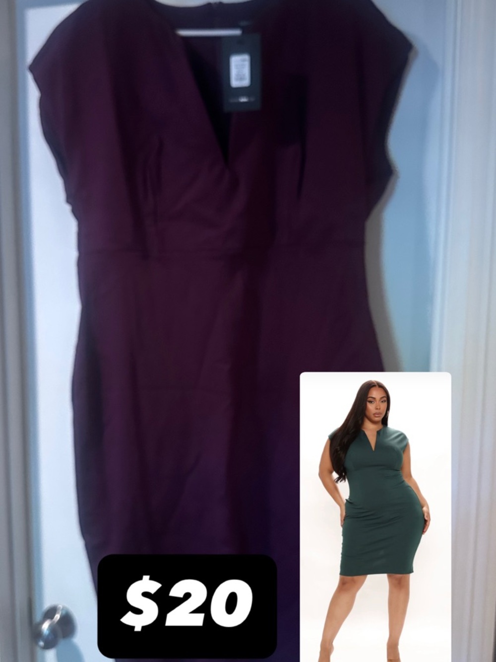 Women’s Plum V-Neck Cap Sleeve Dress